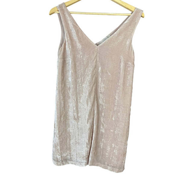 VTG LOFT Light Pink Crushed Velvet Velour Zip Up V Neck Shift Mini Dress 6 Fairy - Picture 2 of 9